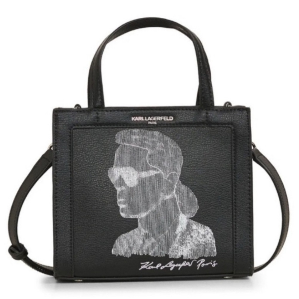Karl Lagerfeld Black Satchel with White Design